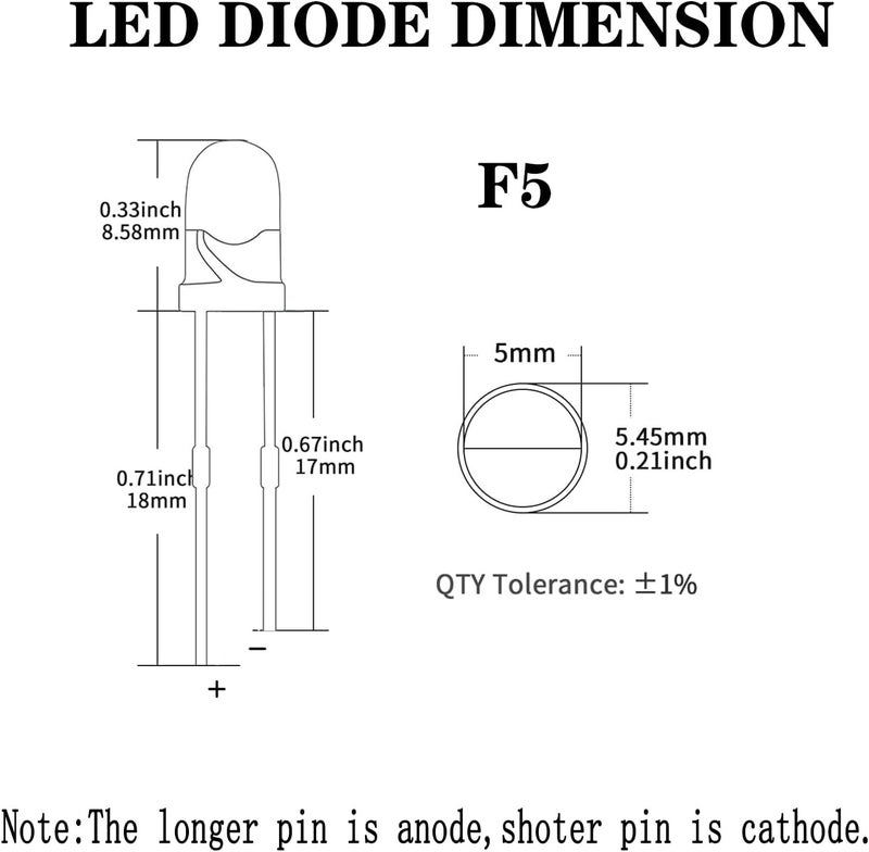 Juasky 150pcs 5mm LED Diode Lights,Clear LED Light Emitting Diodes for Science Experiment DIY Projects - Image 2